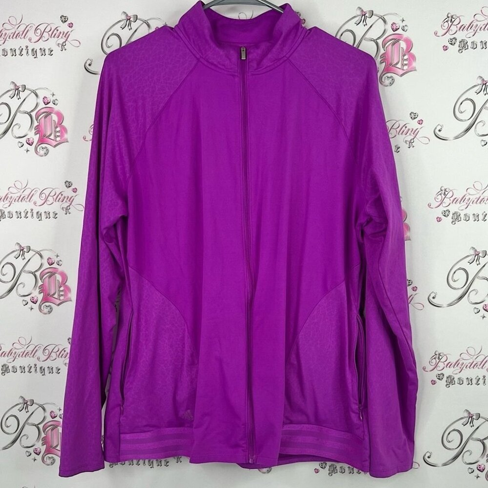adidas sweater zip up comfy stretchy purple Women's Vibrant Purple Jacket